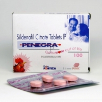 A box and a blister of Penegra 100mg Tabs -  Sildenafil Citrate