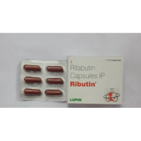 A strip and pack of Generic Mycobutin 150mg Capsules
