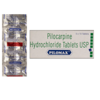 A box and a strip of generic Pilocarpine (5mg) Tablet