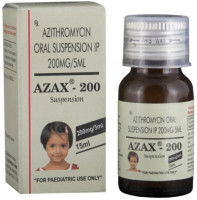 A box and a bottle of Azithromycin (200mg/5ml) Suspension with solvent