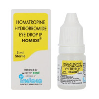 A box and a bottle of generic Isopto Homatropine (2%) Eye Drop