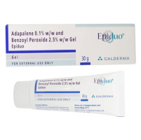 A tube and a pack of Epiduo 0.1 / 2.5% Gel