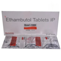 A pack and a strip of Generic Myambutol 1000mg Tablet