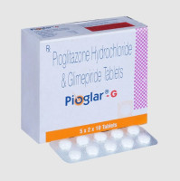 A box and a strip of Pioglitazone + Glimepiride Tablets