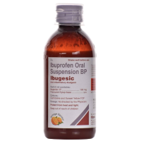 A bottle of generic Motrin 100ml Oral Suspension Orange