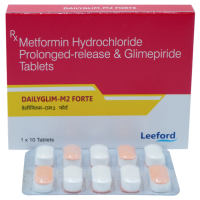 A box and a strip of Glimepiride (2mg) + Metformin (1000mg) Tablets