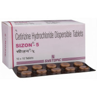 A box and a strip of Cetirizine 5mg Tablets