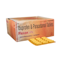 A pack and a strip of Ibuprofen (400mg) + Paracetamol (325mg) Generic Tablets