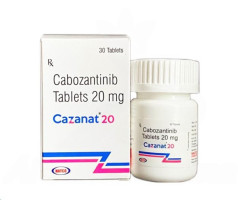 A box and a bottle of Cabozantinib (20mg) Tablet