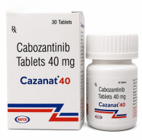 A box and a bottle of Cabozantinib (40mg) Tablet