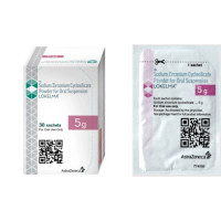 A box and a sachet of Lokelma (5gm) Powder (5gm) Powder
