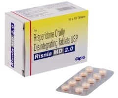 A pack and a strip of Risperdal (2mg) MD Generic Tablet