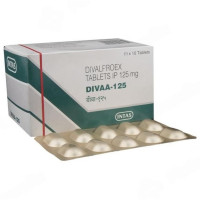 A box and a strip of Divalproex (125mg) Tablet