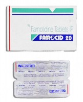 Box and blister strips of generic Famotidine 20mg Tablet