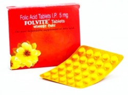 A blister strip and a box of Folic Acid 5mg Generic Tablet 