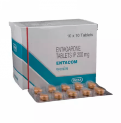 A box and a blister of Comtan 200mg Generic tablets - Entacapone