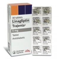A box and a blister of Tradjenta 5mg tablets - Linagliptin