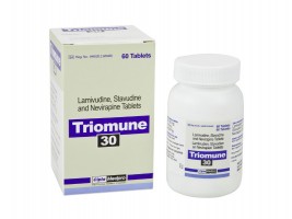 A box and a bottle of Lamivudine (150mg) + Stavudine (30mg) + Nevirapine (200mg) Generic Tablet