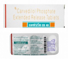 A box and a strip of Coreg CR 40 mg Generic tablets -  Carvedilol