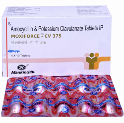 A box and a strip of generic Amoxycillin 250mg + Clavulanic Acid 125mg