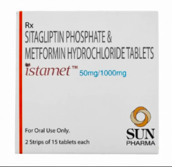 A pack of Sitagliptin (50mg) + Metformin (1000mg) Generic Tablets