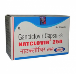 A box of Cytovene 250mg Generic Capsules 