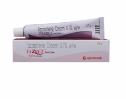 A box and a tube of generic Tazarotene 0.1 % Cream (20gm)
