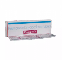 A box and a strip of Mirapex 1 mg Generic Tablet - Pramipexole