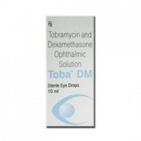 A box of generic Dexamethasone (0.1%) + Tobramycin (0.3%) Eye Drops