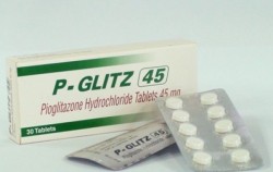 Box and blister strip of generic Pioglitazone Hydrochloride 45mg tablets