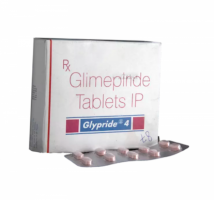 Box and generic Glimepiride 4mg tablets blister strips