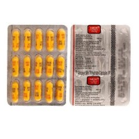 Front and back blister strips of generic amoxicillin 500mg capsule