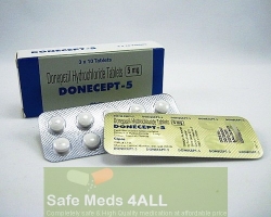 A box and a blister of Donepezil HCl 5mg tablets