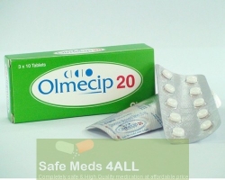 Box and two strips of generic Benicar 20mg Tablets - Olmesartan Medoxomil