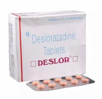 Box and blister strip of generic Desloratadine 5 mg Tablets