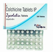 Box and blister strip of generic Colchicine 0.5 mg Tablets