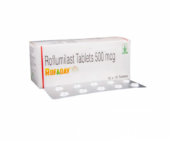 Box and blister strips of  Roflumilast 500mcg tablet ( Generic )