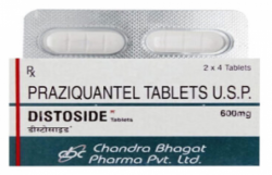 1 Box of Praziquantel 600mg with 2 strips of tablets