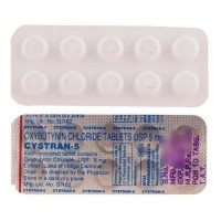 Front and back side of a strip of generic oxybutynin chloride 5mg tablets
