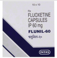 A box of Fluoxetine 60mg Generic Capsules
