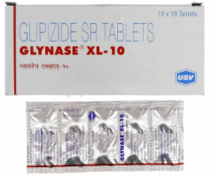 Box and blister strip of generic Glipizide XL 10mg tablet