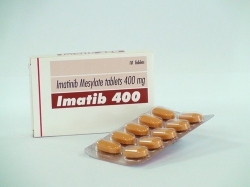 A box pack and strip pack of Imatinib Mesylate 400mg Tablets