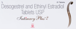 A box and a blister of generic Ethinyl Estradiol (0.02mg) and Desogestrel (0.15)mg Tablet