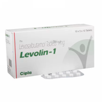 Box and blister strip of generic Levosalbutamol (1mg) Tablet