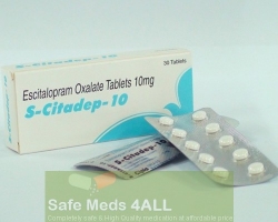 A box and s strip pack of generic Escitalopram Oxalate 10mg tablets