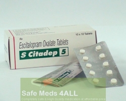 A box and a strip pack of generic Escitalopram Oxalate 5mg tablets