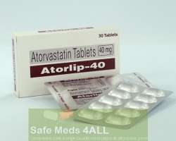 A box and a blister pack of generic Atorvastatin Calcium 40mg tablets