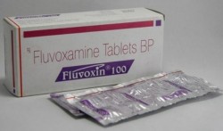 A box and two strips of generic fluvoxamine 100mg tablet