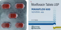 Box and strip pack of generic moxifloxacin 400mg tablets