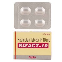 A box and a blister of generic rizatriptan 10mg tablets